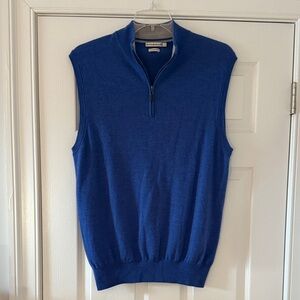 Peter Millar Men's Blue Half-Zip Sweater Vest